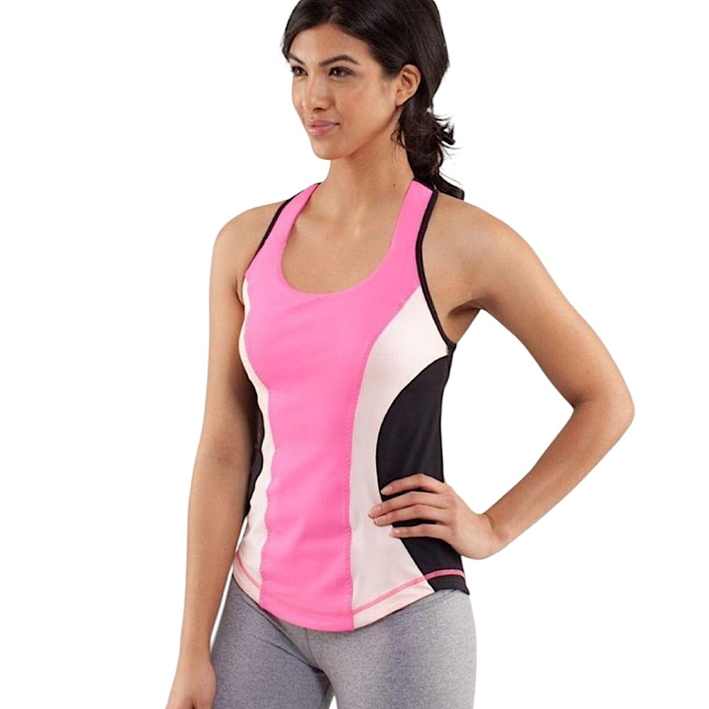 LULULEMON Pink Cardio Kick Shelf Bra Racerback Tank Top Women’s Size 2